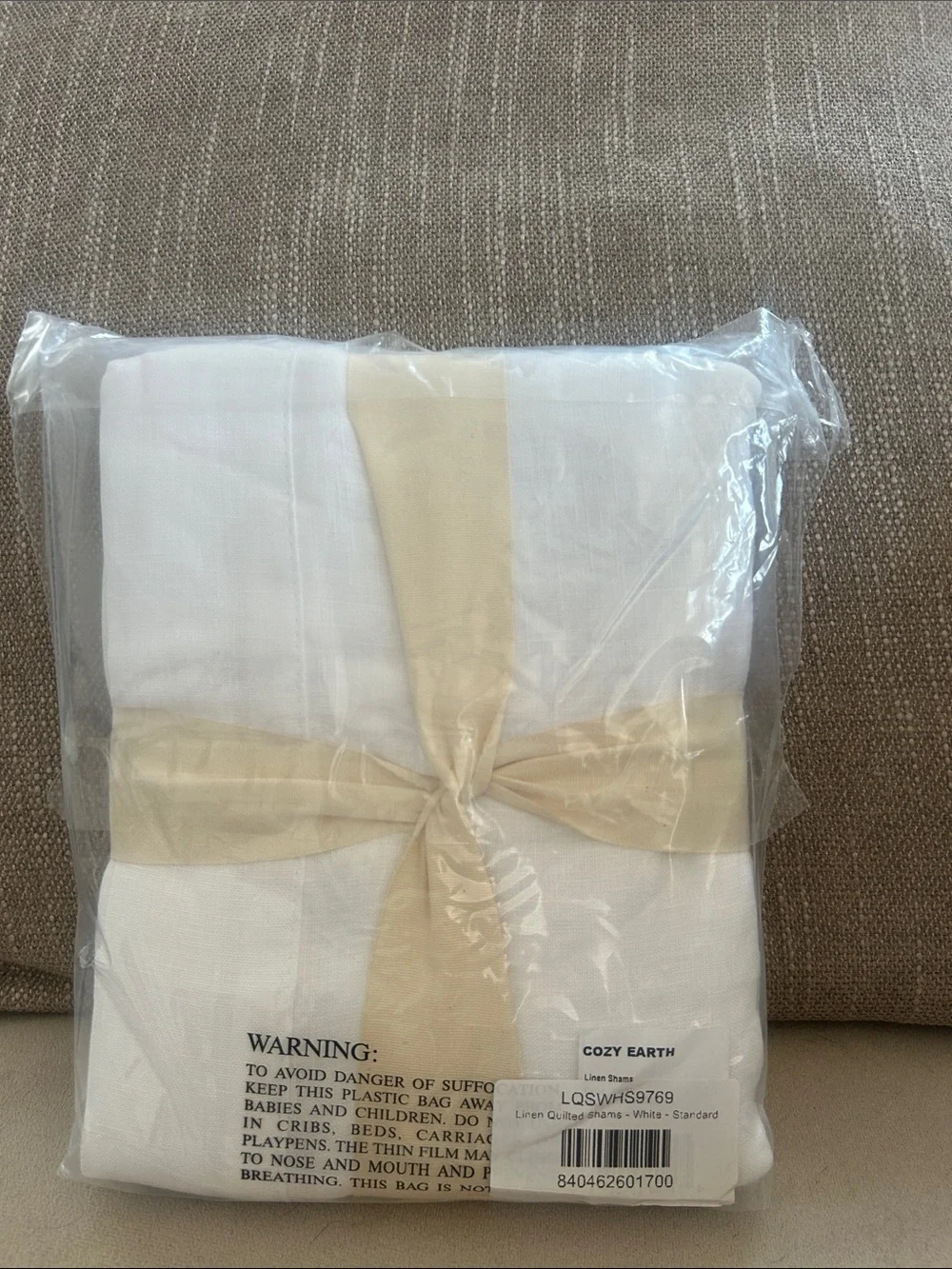 New Cozy Earth White Linen Standard Pillow Shams
